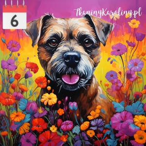 Panel wodoodporny Pies border terrier w kwiatach [6]