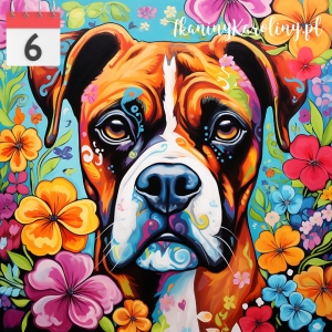 Panel wodoodporny 50x50cm - Pies bokser w kwiatach [6]