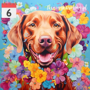 Panel wodoodporny Pies golden retriever w kwiatach [6]