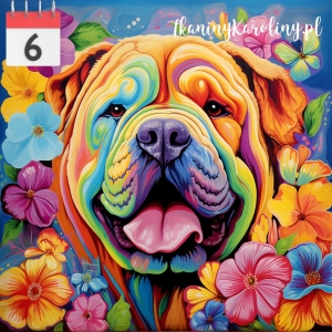 Panel wodoodporny Pies shar pei w kwiatach 2 [6]