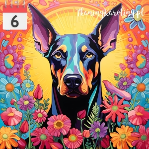 Panel wodoodporny Pies doberman w kwiatach  [6]