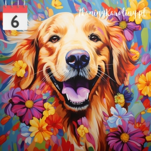 Panel wodoodporny Pies golden retriever w kwiatach 2 [6]
