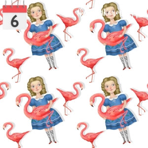 TKANINA WODOODPORNA OXFORD Alicja i flamingi [6-8]