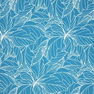 TKANINA WODOODPORNA English Flowers Leafs TURKUS [6-8]