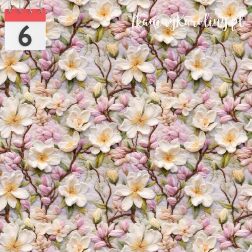 WELUR TAPICERSKI Wiosenne kwiaty haft magnolie 1
