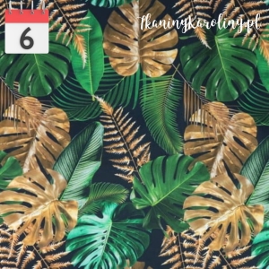 TKANINA WODOODPORNA OXFORD Liście tropikalne (monstera) złoto - zielone [6]
