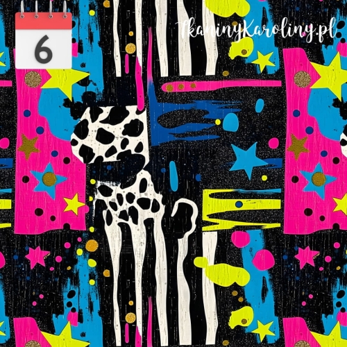 SOFTSHELL WODOODPORNY Neonowa abstrakcja kwadraty zebra