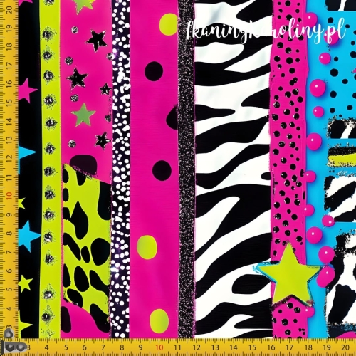SOFTSHELL WODOODPORNY Neonowa abstrakcja zebra na pasach