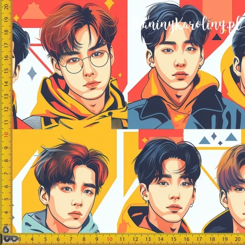 SOFTSHELL WODOODPORNY K-POP Chłopcy w żółtych kapturach
