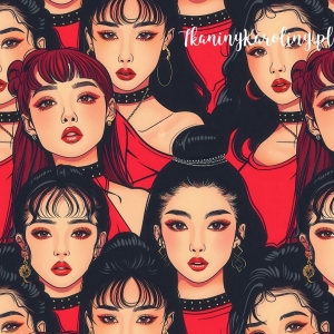 WELUR TAPICERSKI K-POP Dziewczyny w pomarańczowych bluzkach [6-8]
