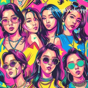 SOFTSHELL WODOODPORNY K-POP Dziewczyny w kolorowych okularach, nasycone kolory [6-8]