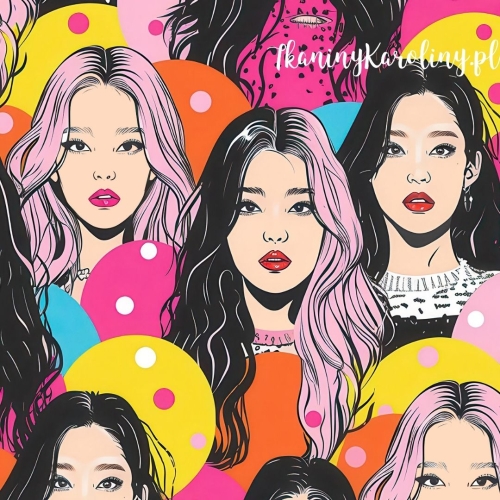 SOFTSHELL WODOODPORNY K-POP Dziewczyny w kolorowych kropkach
