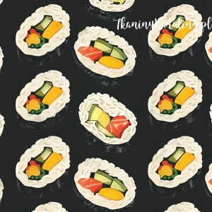 WELUR TAPICERSKI Wzory orientalne, Sushi na ciemnym tle [6-8]