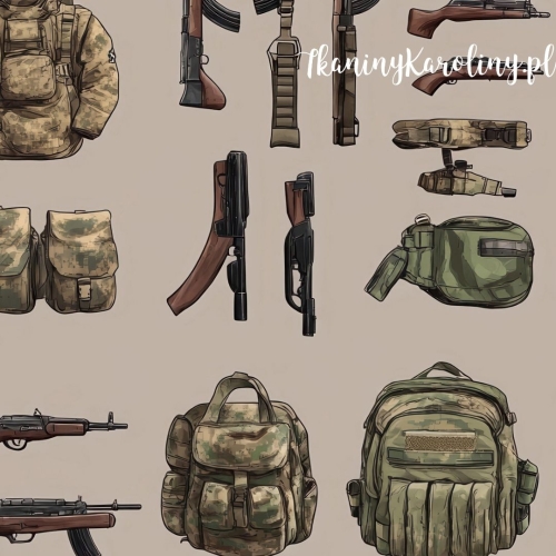 SOFTSHELL WODOODPORNY Wojskowy - ekwipunek na ciemnym beżu
