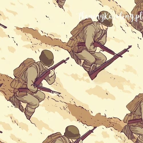 SOFTSHELL WODOODPORNY Wojskowy - żołnierze z karabinami siedzący na pustyni