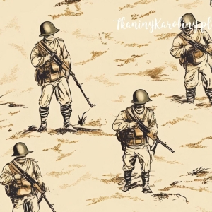 SOFTSHELL WODOODPORNY Wojskowy - żołnierze z karabinami maszerujący po pustyni [6-8]