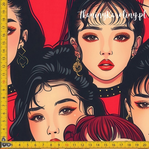 WELUR TAPICERSKI K-POP Dziewczyny w pomarańczowych bluzkach