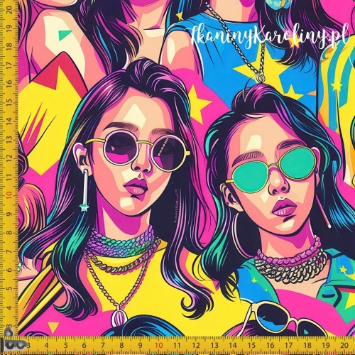 SOFTSHELL WODOODPORNY K-POP Dziewczyny w kolorowych okularach, nasycone kolory