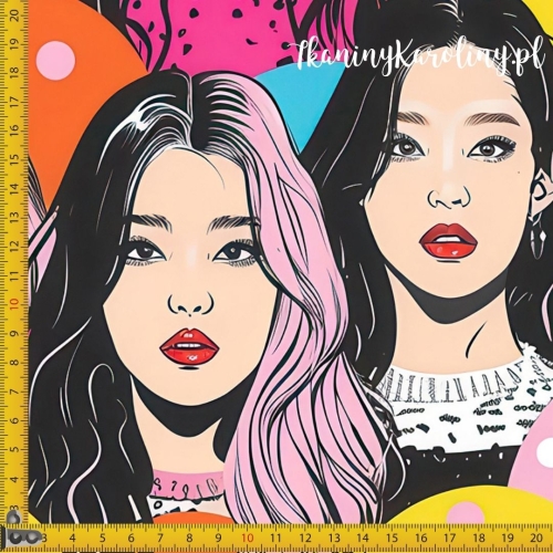 WELUR TAPICERSKI K-POP Dziewczyny w kolorowych kropkach
