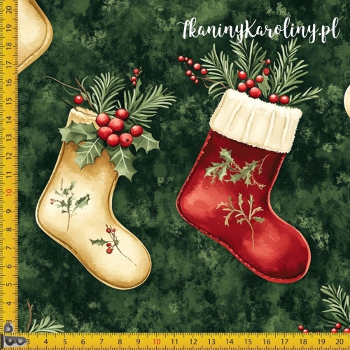 WELUR TAPICERSKI Wzory świąteczne - skarpety na mchu