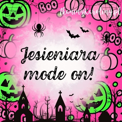 Panel wodoodporny, Neon Halloween - zielone dynie na różu (napis) 50x50cm