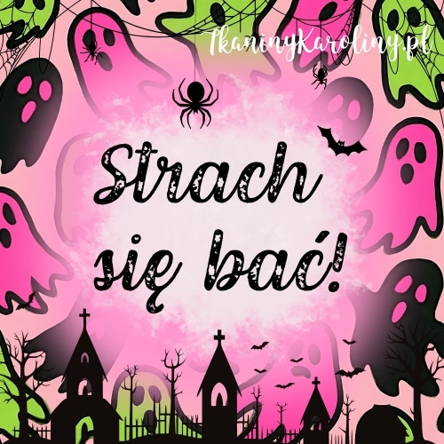 Panel welurowy, Neon Halloween - czarne, różowe i zielone duchy (napis)