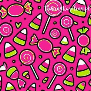 Panel welurowy, Neon Halloween - słodkości na różu [6-8]
