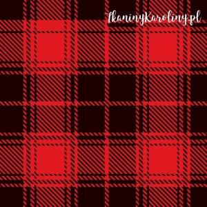 WELUR TAPICERSKI Krata szkocka, tartan - czerwień i czerń - kwadraty [6-8]