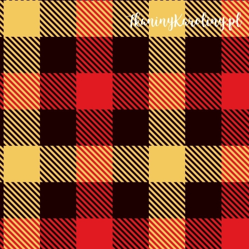 SOFTSHELL WODOODPORNY Krata szkocka, tartan - żółte, czarne i czerwone kwadraty