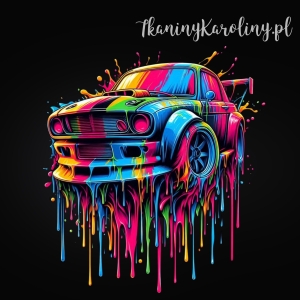 Panel welurowy, Kolorowe auto na czarnym tle [6-8]