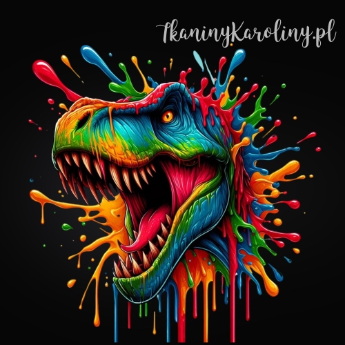 Panel wodoodporny - neonowy T-Rex na czarnym tle [6-8]