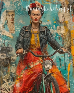 Panel wodoodporny 40x50cm - Frida Kahlo - na rowerze z lampką [6-8]