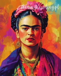 Panel wodoodporny 40x50cm - Frida Kahlo - fioletowa chusta na ramionach [6-8]