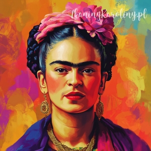 Panel wodoodporny - Frida Kahlo - fioletowa chusta na ramionach [6-8]