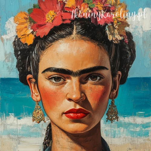 Panel wodoodporny - Frida Kahlo - twarz na tle morskich fal [6-8]