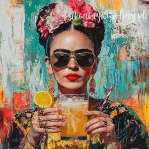 Panel wodoodporny - Frida Kahlo - drink z pomarańczą, okulary przeciwsłoneczne [6-8]
