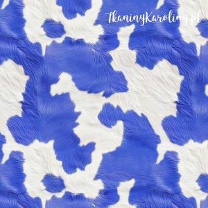 TKANINA WODOODPORNA OXFORD Krowie łaty - niebieski [6-8]