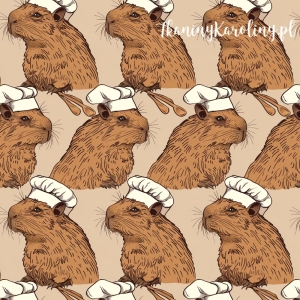 SOFTSHELL WODOODPORNY - Kapibary w czapkach kucharskich na ciemnym beżu [6-8]