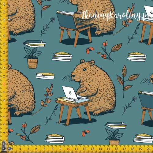 TKANINA WODOODPORNA OXFORD - Kapibary przy laptopach [6-8]