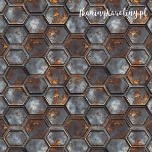 SOFTSHELL WODOODPORNY - Metal i rdza - heksagony [6-8] 