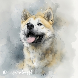 Panel welurowy Akita malowany