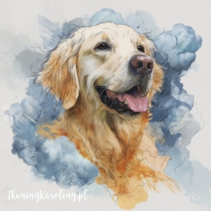 Panel welurowy Golden retriver malowany