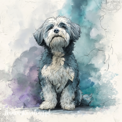 Panel welurowy Shih tzu malowany