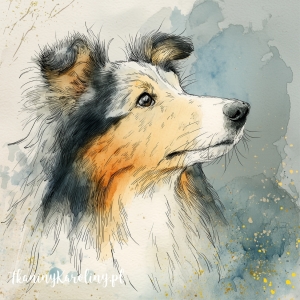 Panel welurowy Sheltie malowany 2