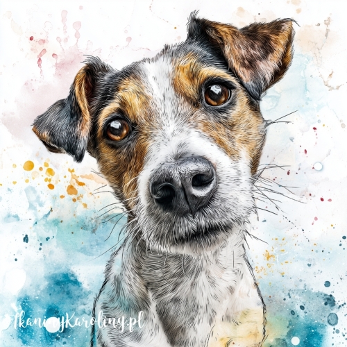 Panel welurowy Jack russel krótkowłosy malowany
