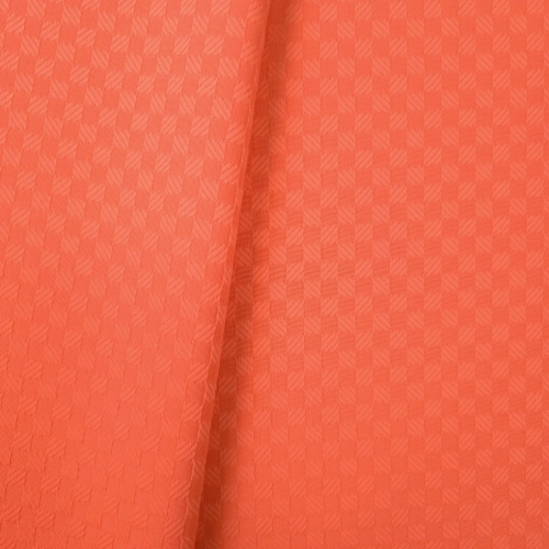 ŻAKARD WODOODPORNY Kwadraciki 3D małe pomarańczowy brzoskwiniowy