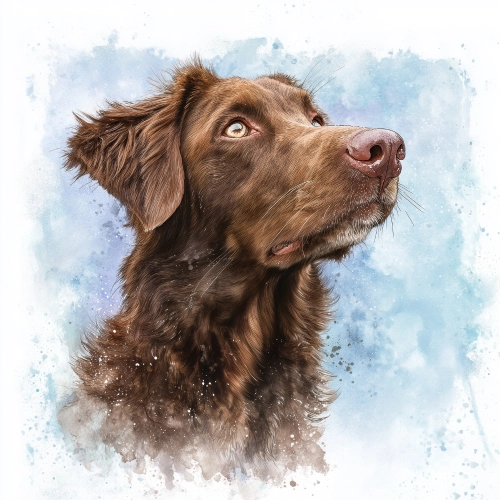 Panel welurowy Flat coat retriever brązowy malowany