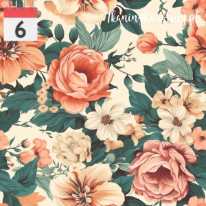 Tkanina wodoodporna oxford - Kwiaty vintage 4