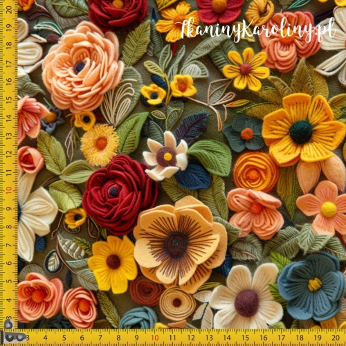Tkanina wodoodporna oxford - Kwiaty filcowe 2