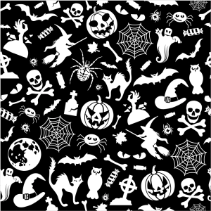 TKANINA WODOODPORNA OXFORD Halloweenowe grafiki na czarnym tle [na zamówienie]